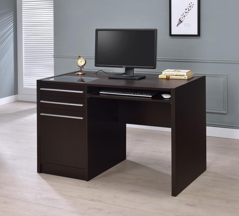 Halston 47-inch 2-drawer Office Desk with Cabinet Cappuccino-zoom-