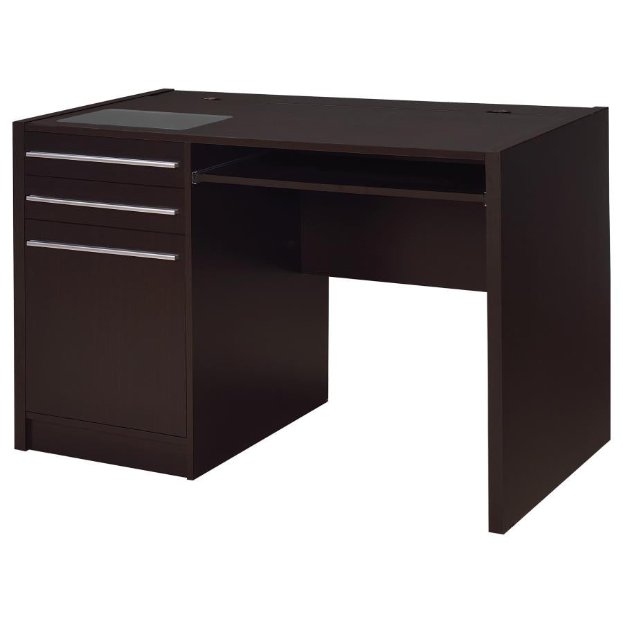 Halston 47-inch 2-drawer Office Desk with Cabinet Cappuccino-zoom-1