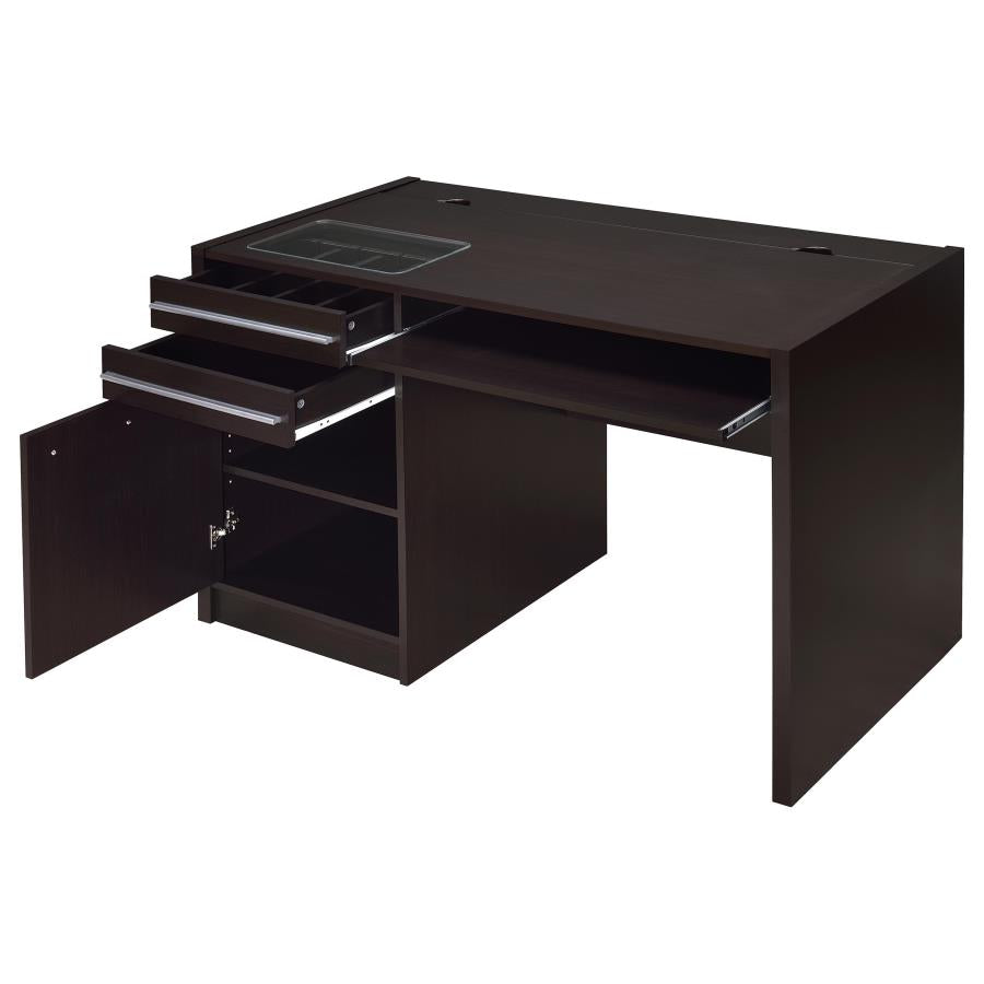 Halston 47-inch 2-drawer Office Desk with Cabinet Cappuccino-zoom-3