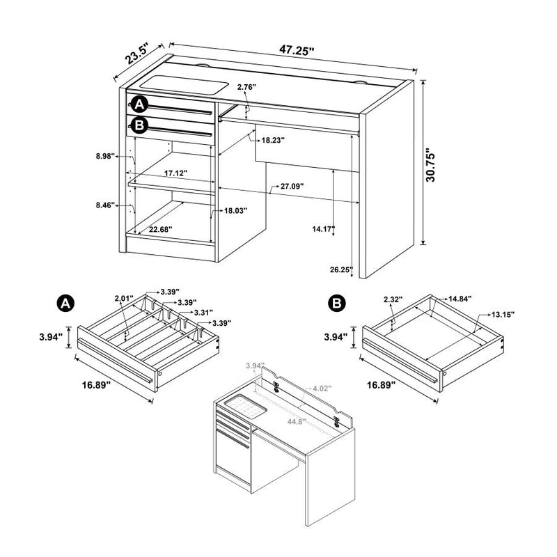 Halston 47-inch 2-drawer Office Desk with Cabinet Cappuccino-zoom-