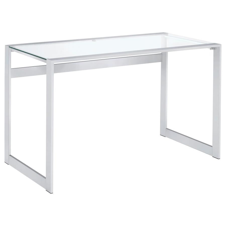 Hartford 47-inch Glass Top Writing Desk Chrome-1