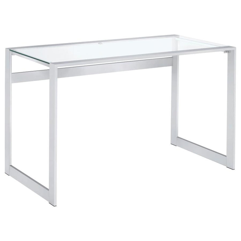 Hartford 47-inch Glass Top Writing Desk Chrome-zoom-