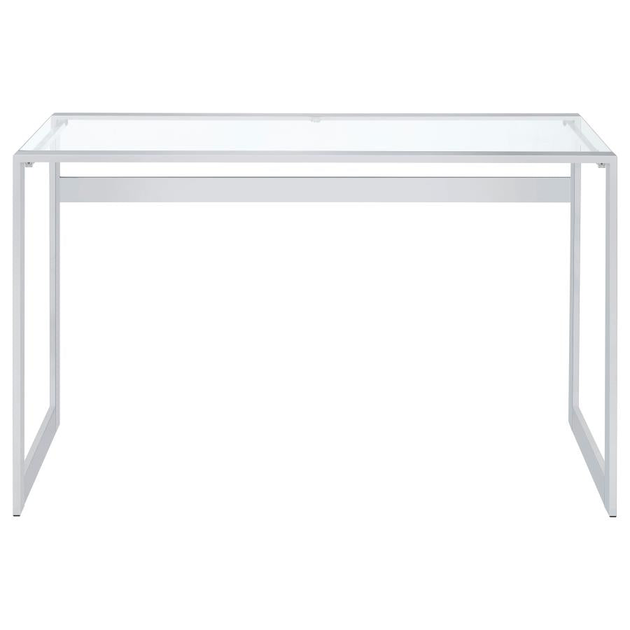 Hartford 47-inch Glass Top Writing Desk Chrome-zoom-3