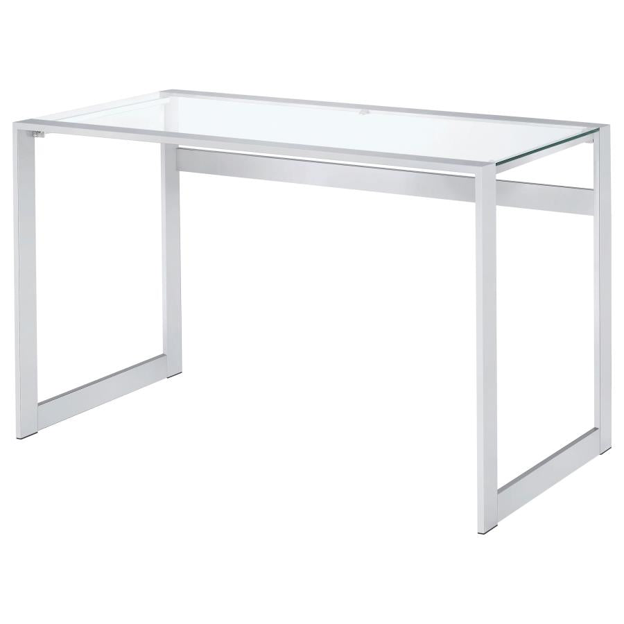 Hartford 47-inch Glass Top Writing Desk Chrome-zoom-4