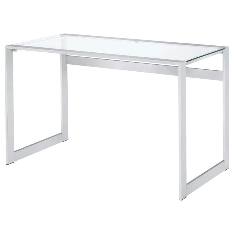 Hartford 47-inch Glass Top Writing Desk Chrome-zoom-