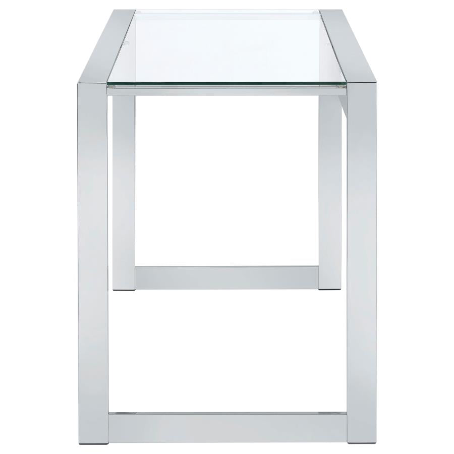 Hartford 47-inch Glass Top Writing Desk Chrome-zoom-5