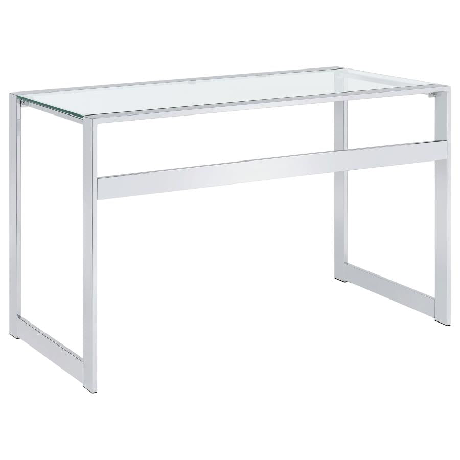 Hartford 47-inch Glass Top Writing Desk Chrome-6