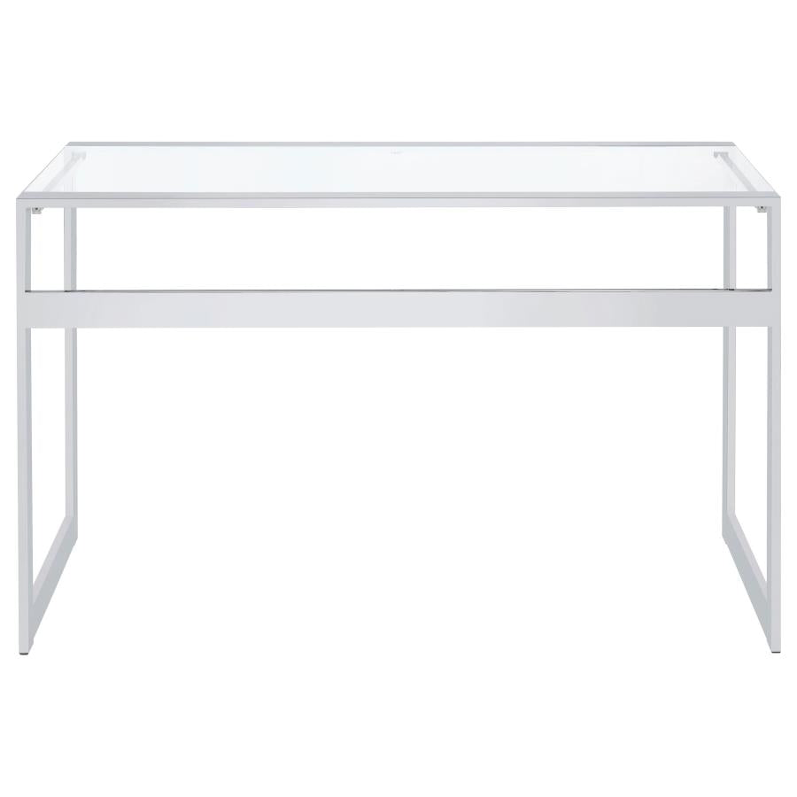 Hartford 47-inch Glass Top Writing Desk Chrome-7