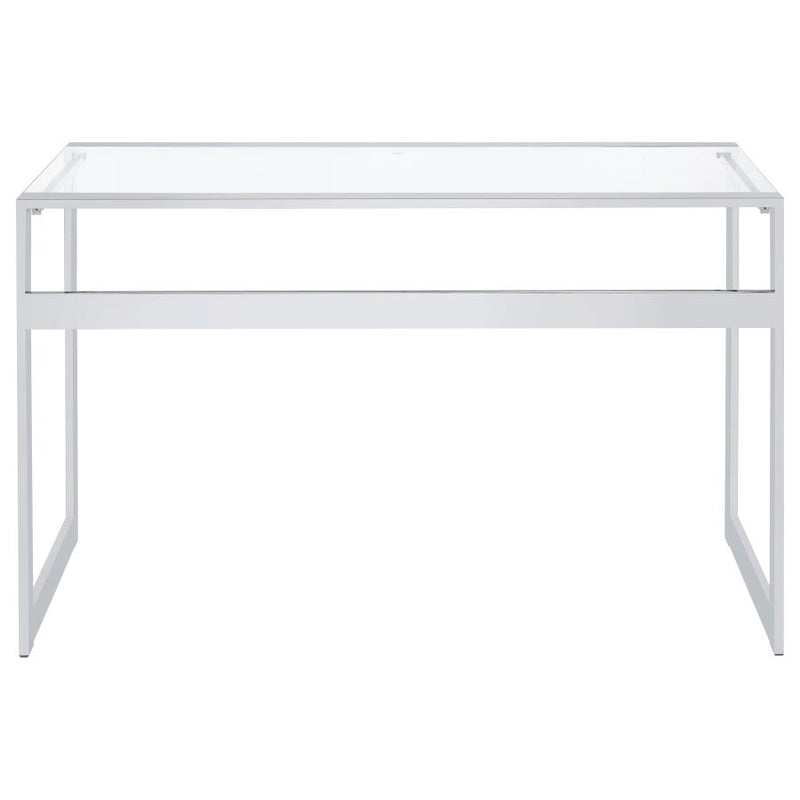 Hartford 47-inch Glass Top Writing Desk Chrome-zoom-