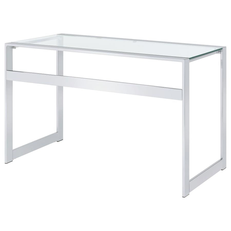 Hartford 47-inch Glass Top Writing Desk Chrome-zoom-8