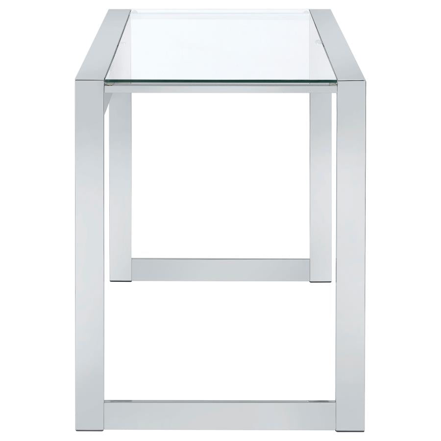 Hartford 47-inch Glass Top Writing Desk Chrome-9
