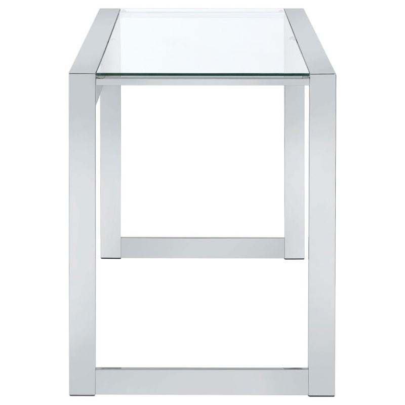 Hartford 47-inch Glass Top Writing Desk Chrome-zoom-