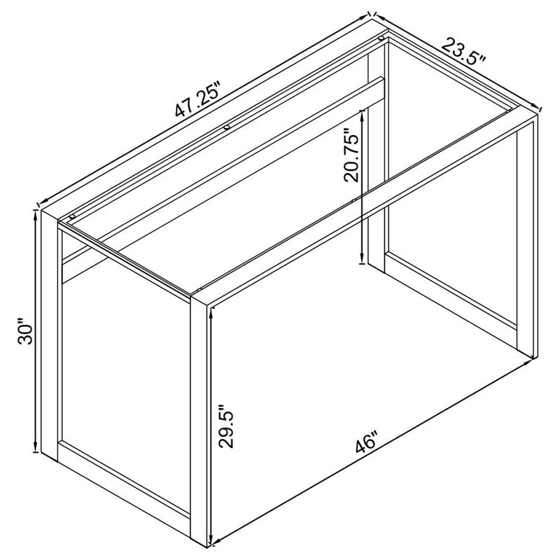 Hartford 47-inch Glass Top Writing Desk Chrome-zoom-