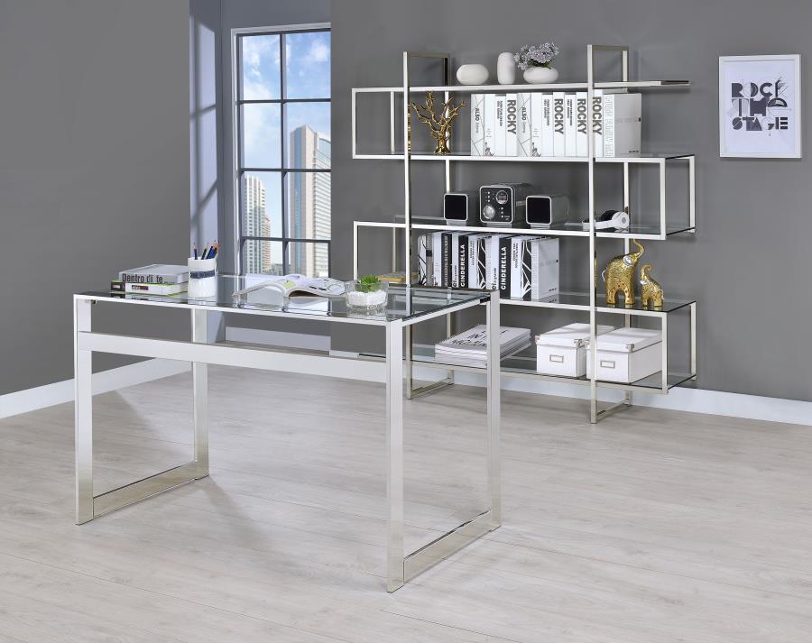 Hartford 47-inch Glass Top Writing Desk Chrome-11