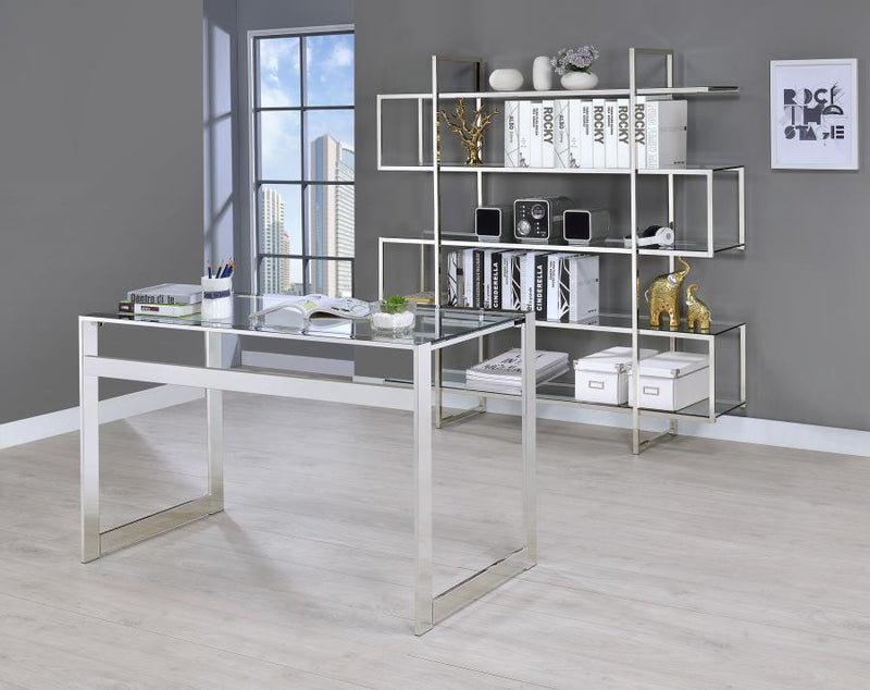 Hartford 47-inch Glass Top Writing Desk Chrome-zoom-