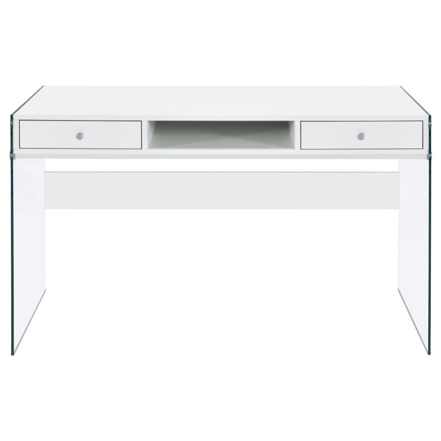 Dobrev 48-inch 2-drawer Writing Desk White High Gloss-zoom-4