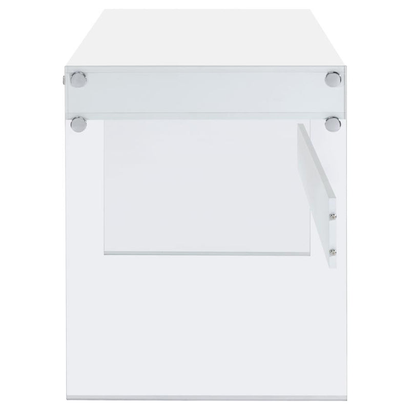 Dobrev 48-inch 2-drawer Writing Desk White High Gloss-zoom-