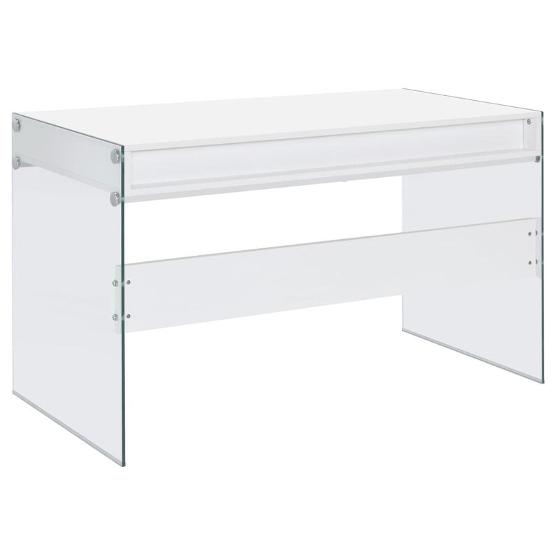 Dobrev 48-inch 2-drawer Writing Desk White High Gloss-zoom-