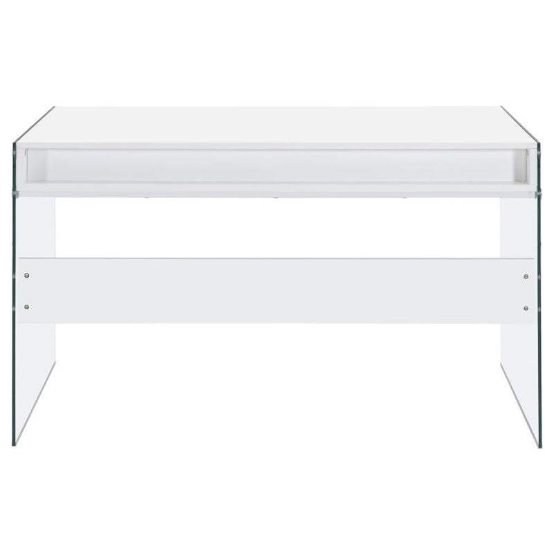 Dobrev 48-inch 2-drawer Writing Desk White High Gloss-zoom-