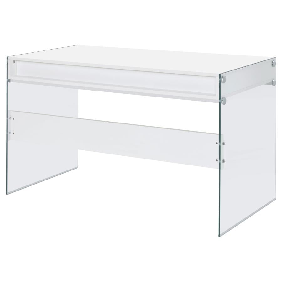 Dobrev 48-inch 2-drawer Writing Desk White High Gloss-9