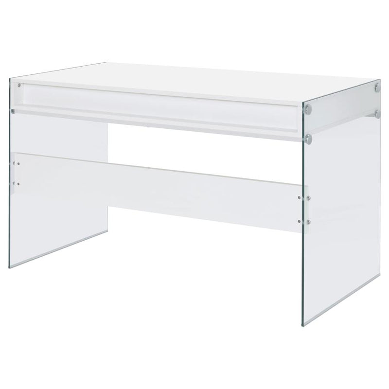 Dobrev 48-inch 2-drawer Writing Desk White High Gloss-zoom-