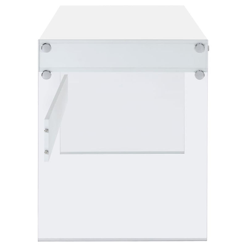 Dobrev 48-inch 2-drawer Writing Desk White High Gloss-zoom-