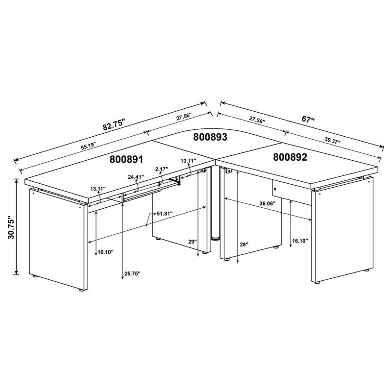 Skylar 83-inch L-Shaped Office Computer Desk Cappuccino-zoom-