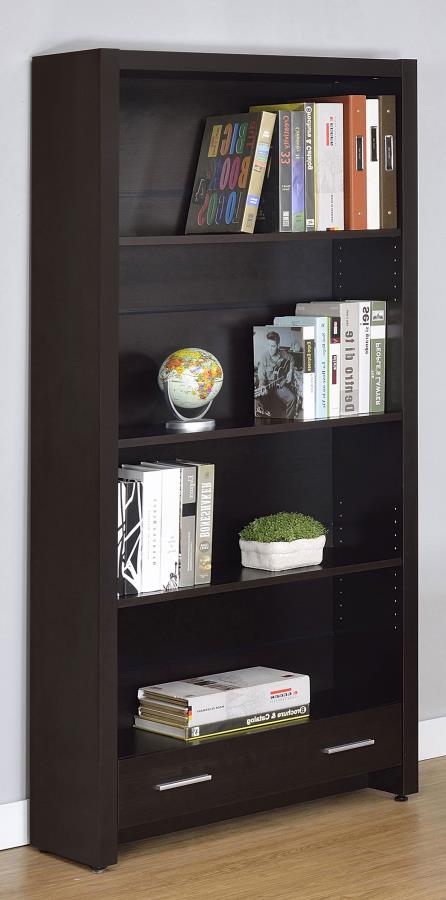 Skylar 71-inch 5-shelf Bookcase with Drawer Cappuccino-zoom-2
