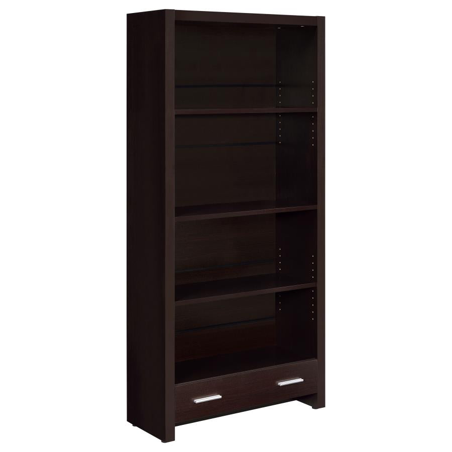 Skylar 71-inch 5-shelf Bookcase with Drawer Cappuccino-zoom-1