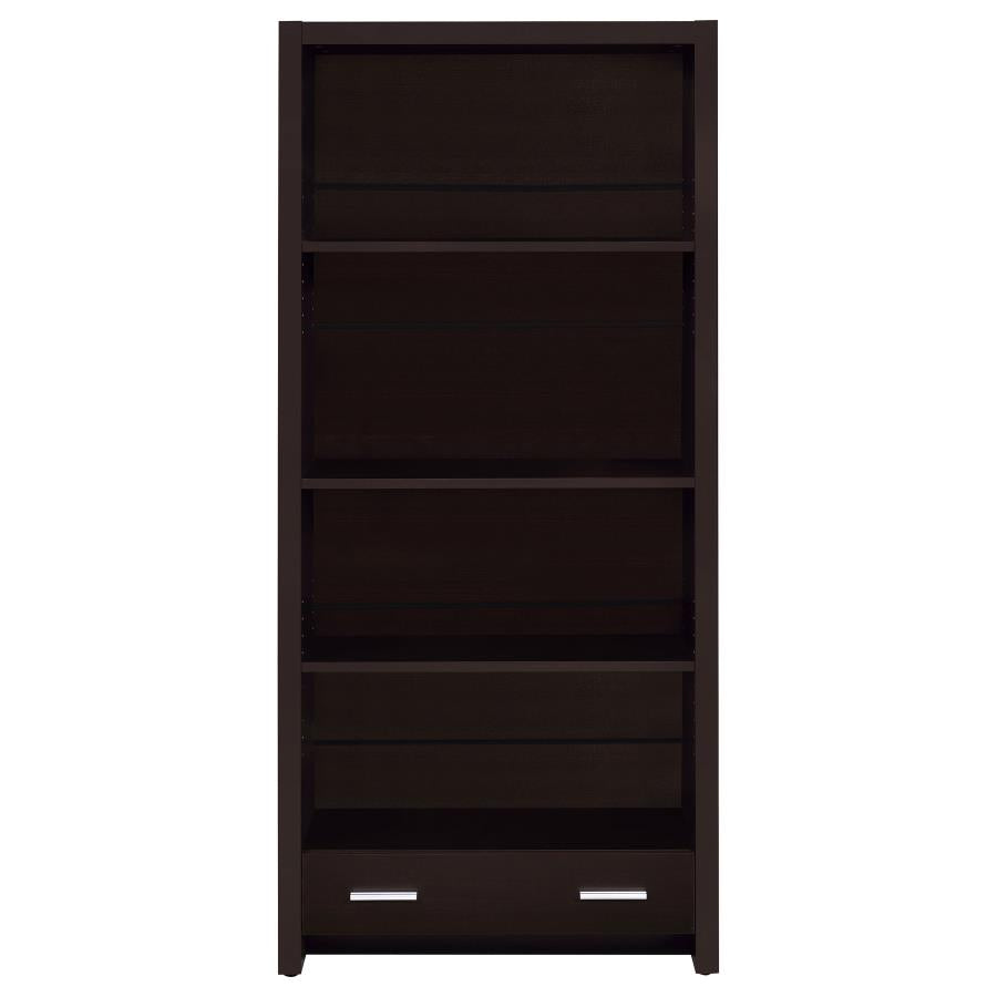 Skylar 71-inch 5-shelf Bookcase with Drawer Cappuccino-4