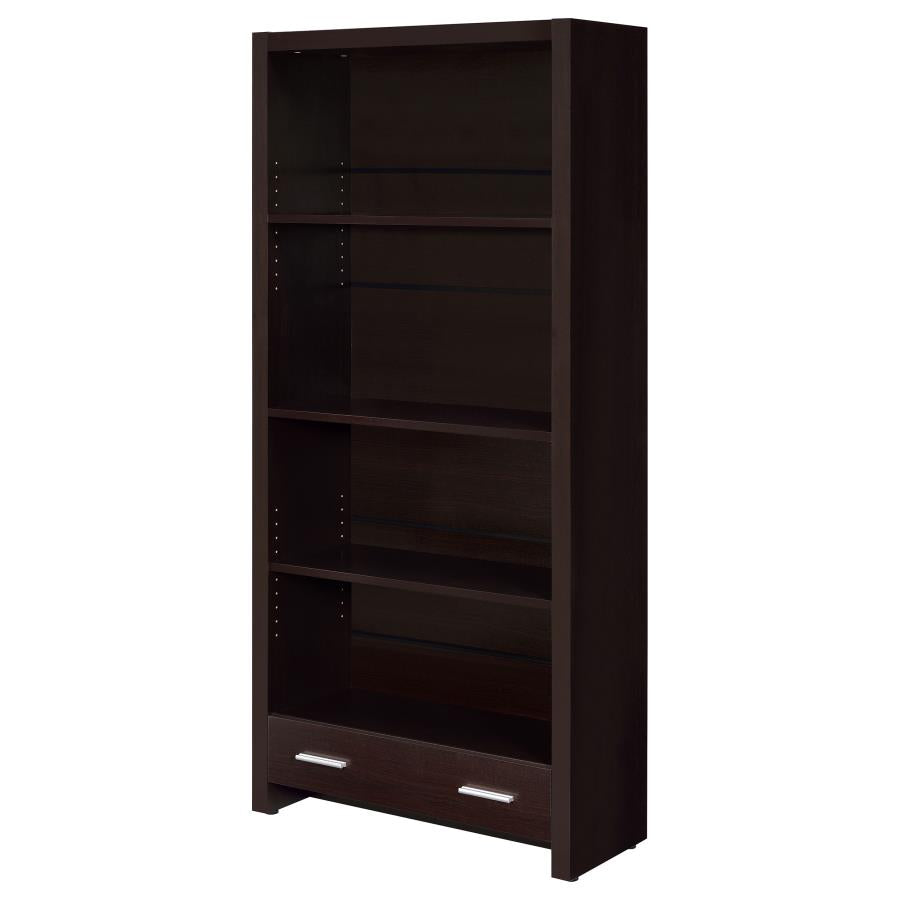 Skylar 71-inch 5-shelf Bookcase with Drawer Cappuccino-5