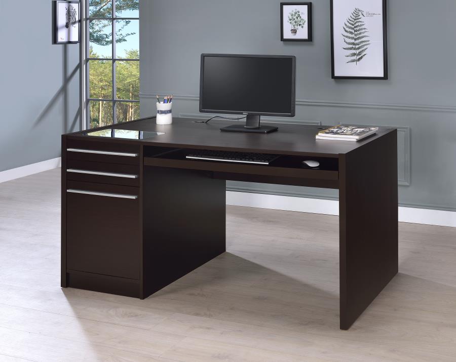 Halston 60-inch 3-drawer Office Computer Desk Cappuccino-zoom-2