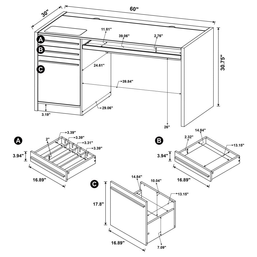 Halston 60-inch 3-drawer Office Computer Desk Cappuccino-zoom-11
