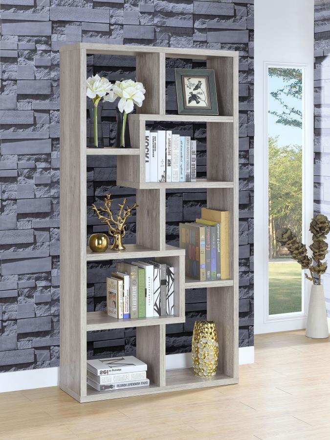 Theo 71-inch 6-shelf Bookshelf Grey Driftwood-2