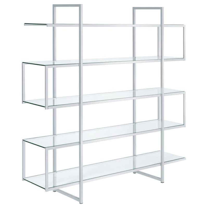 Elmer 63-inch 5-shelf Bookshelf Clear and Chrome-zoom-