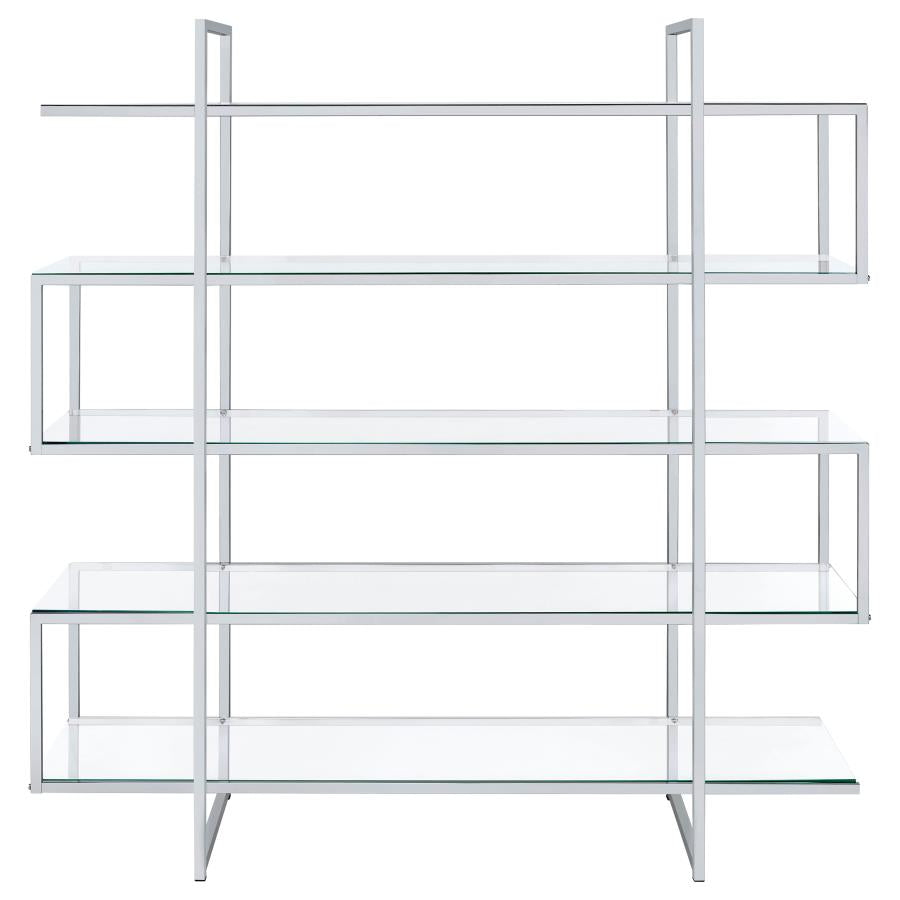 Elmer 63-inch 5-shelf Bookshelf Clear and Chrome-zoom-3