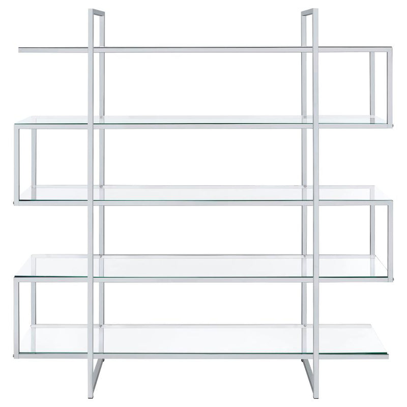 Elmer 63-inch 5-shelf Bookshelf Clear and Chrome-zoom-
