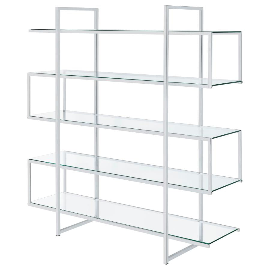 Elmer 63-inch 5-shelf Bookshelf Clear and Chrome-zoom-4