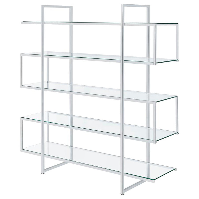 Elmer 63-inch 5-shelf Bookshelf Clear and Chrome-zoom-
