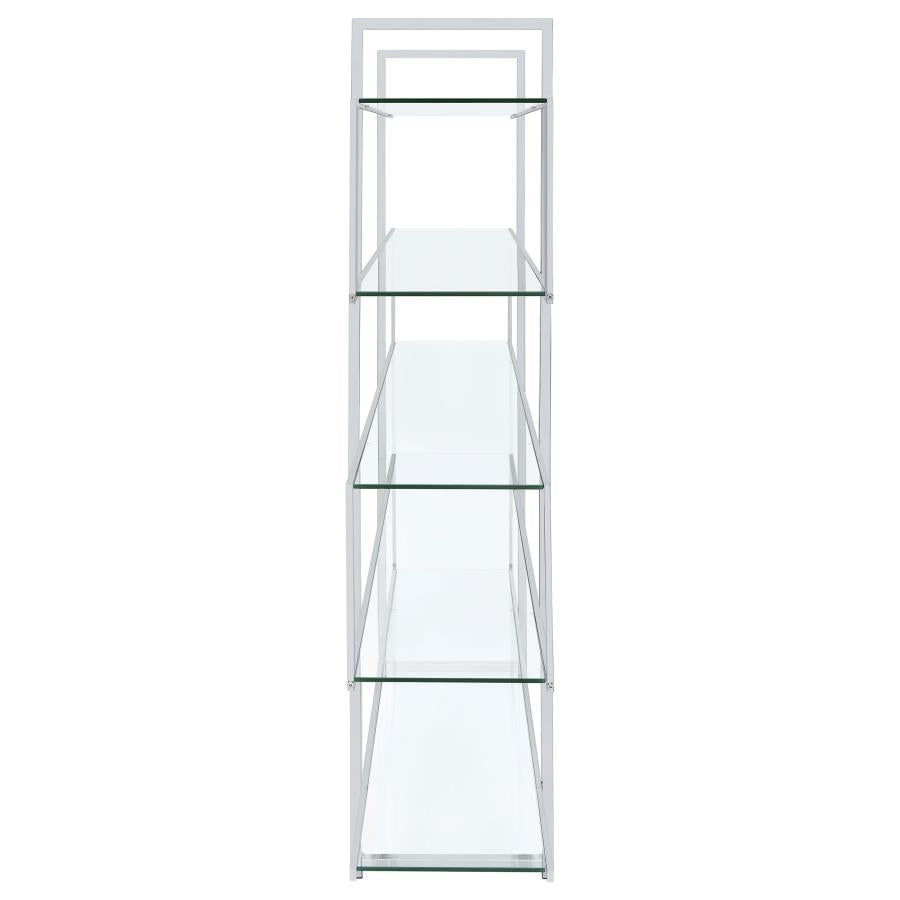 Elmer 63-inch 5-shelf Bookshelf Clear and Chrome-5