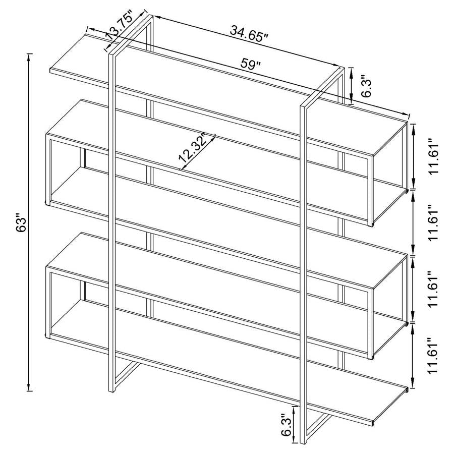 Elmer 63-inch 5-shelf Bookshelf Clear and Chrome-zoom-7
