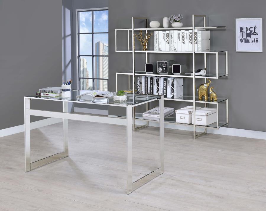 Elmer 63-inch 5-shelf Bookshelf Clear and Chrome-zoom-8