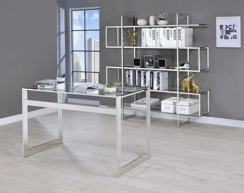 Elmer 63-inch 5-shelf Bookshelf Clear and Chrome-zoom-