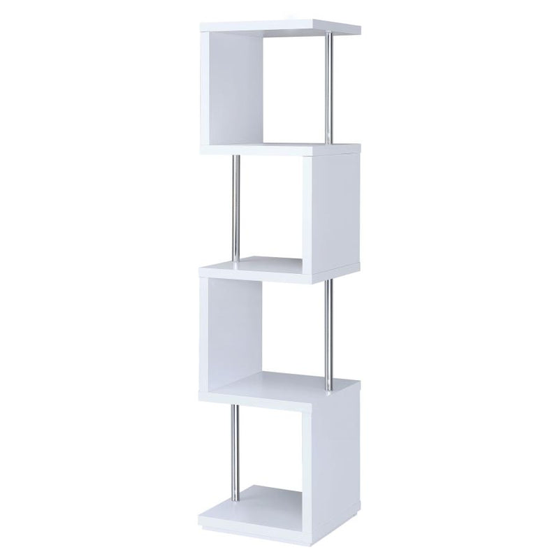 Baxter 67-inch 4-shelf Bookshelf White and Chrome-zoom-