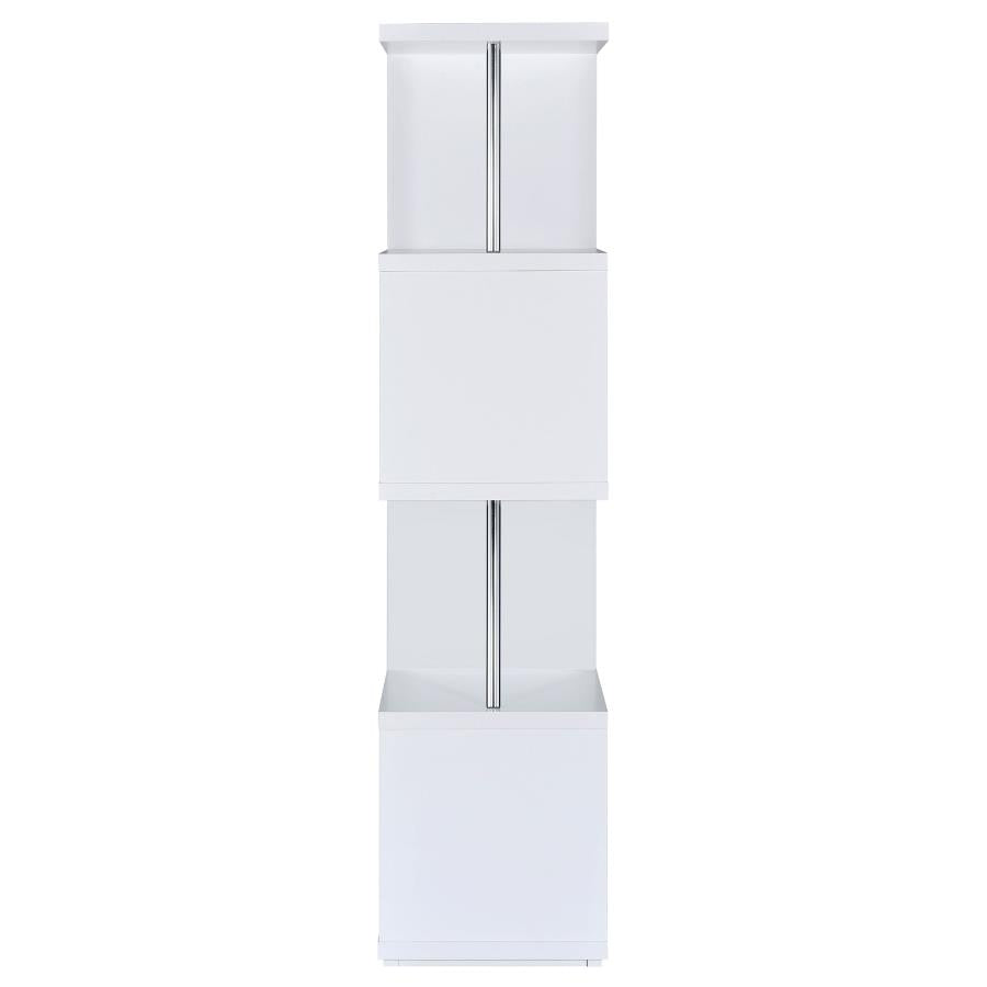 Baxter 67-inch 4-shelf Bookshelf White and Chrome-zoom-3