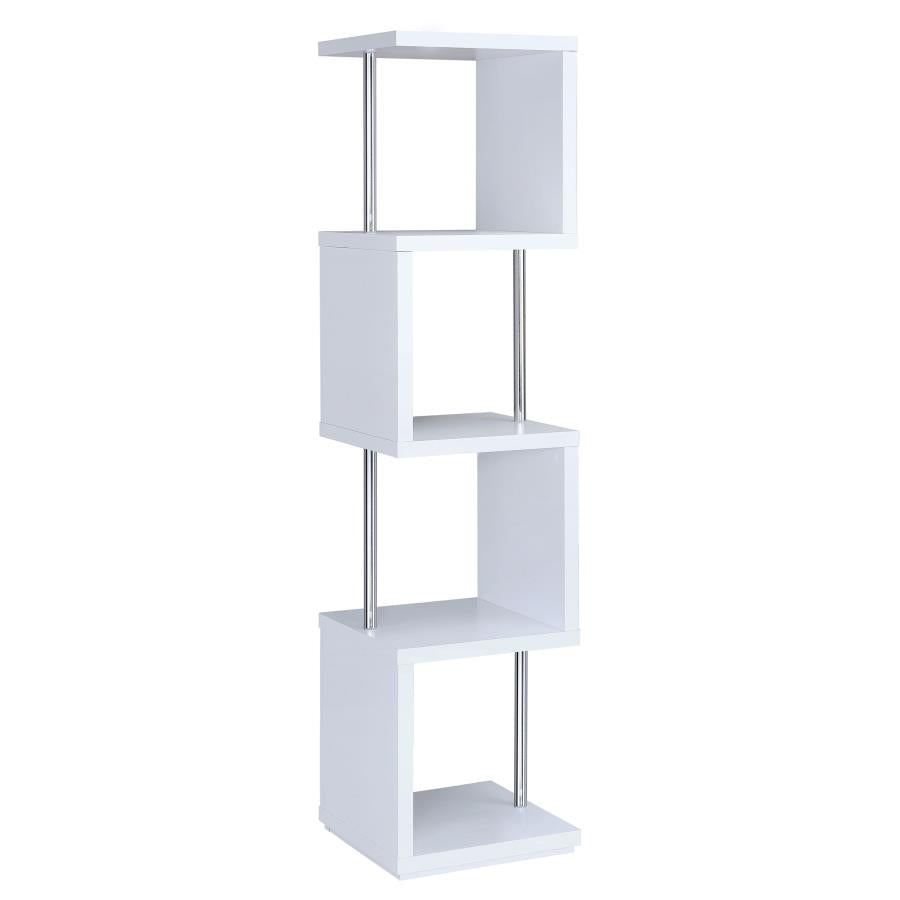 Baxter 67-inch 4-shelf Bookshelf White and Chrome-zoom-4