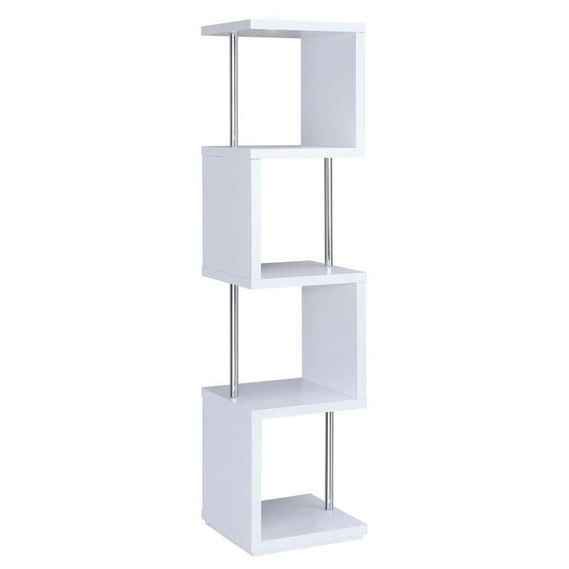 Baxter 67-inch 4-shelf Bookshelf White and Chrome-zoom-