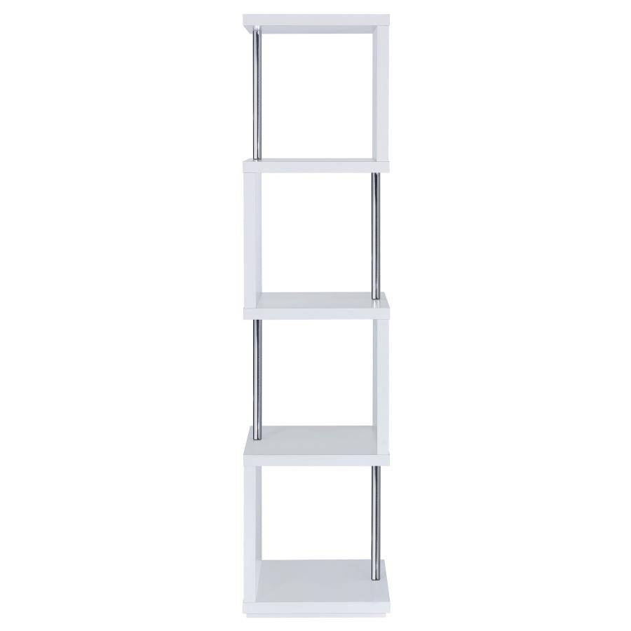 Baxter 67-inch 4-shelf Bookshelf White and Chrome-zoom-5