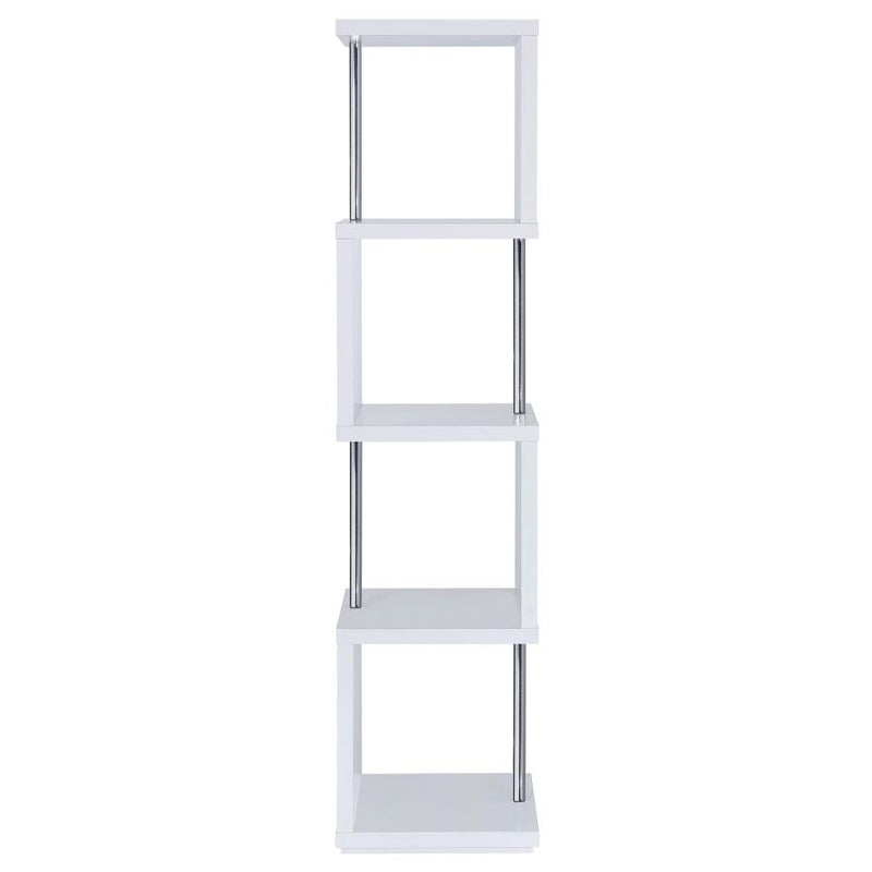 Baxter 67-inch 4-shelf Bookshelf White and Chrome-zoom-