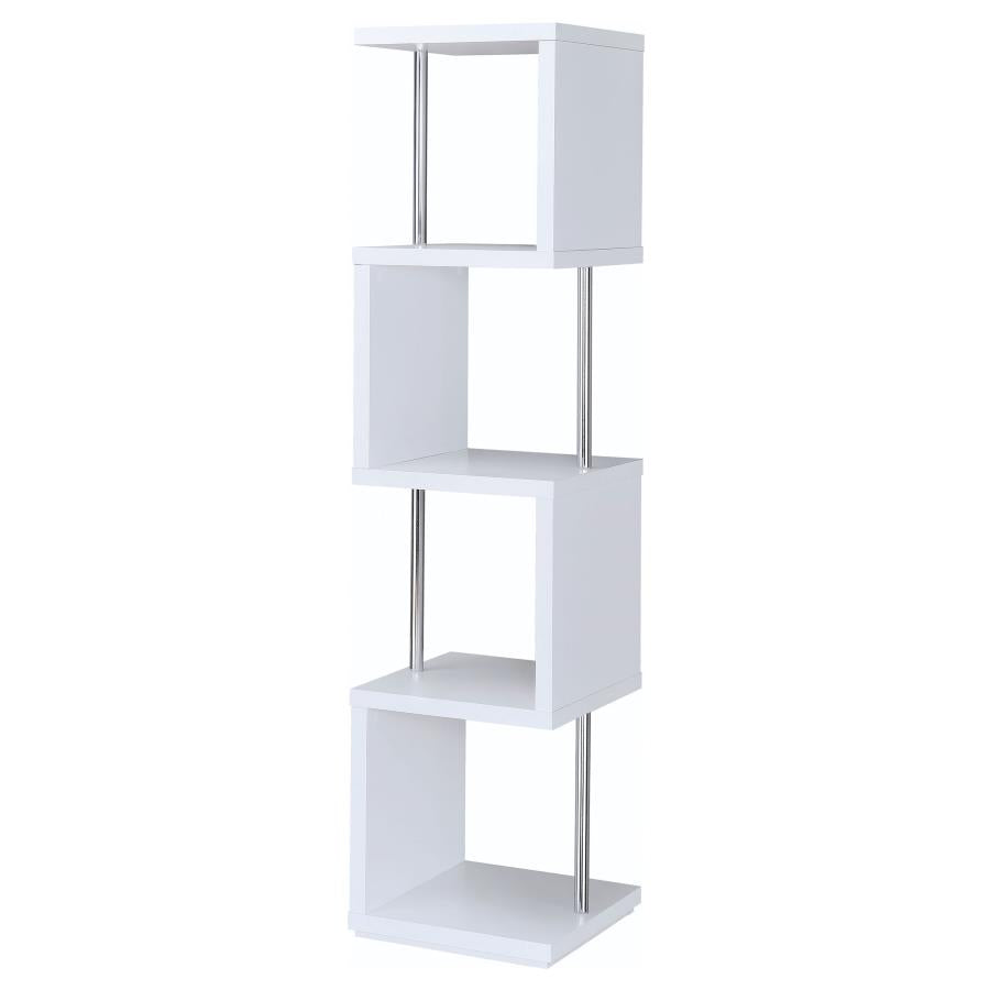 Baxter 67-inch 4-shelf Bookshelf White and Chrome-zoom-6